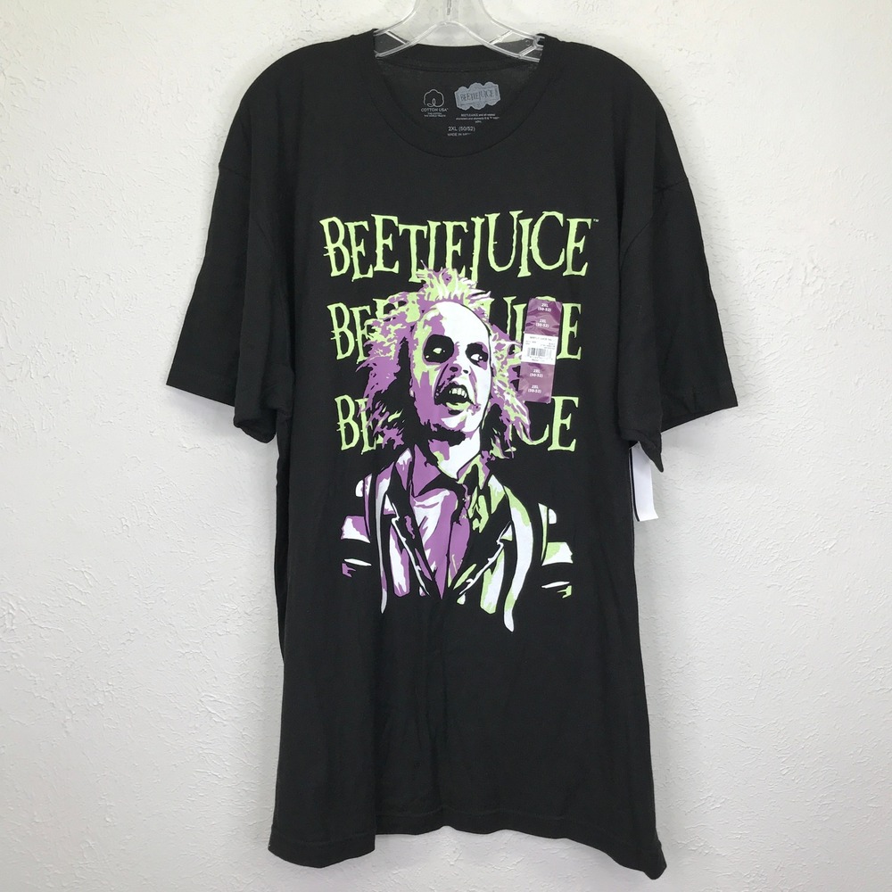 Beetlejuice T-Shirt Men 2XL Black Graphic Short Sleeve Movie‎ Tee GTM1146BJUB